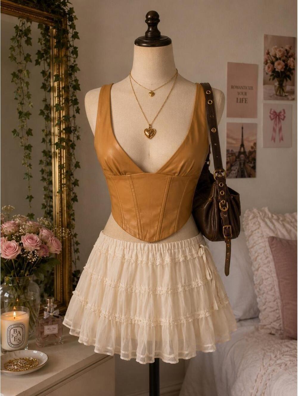 Zara Faux Leather Corset Top